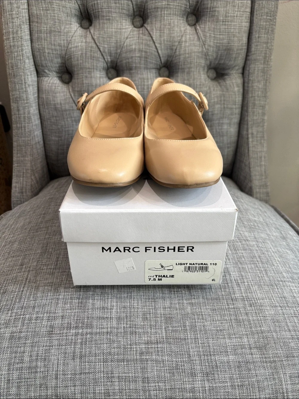 Marc Fisher Light Natural Mary Jane Flats in Beige